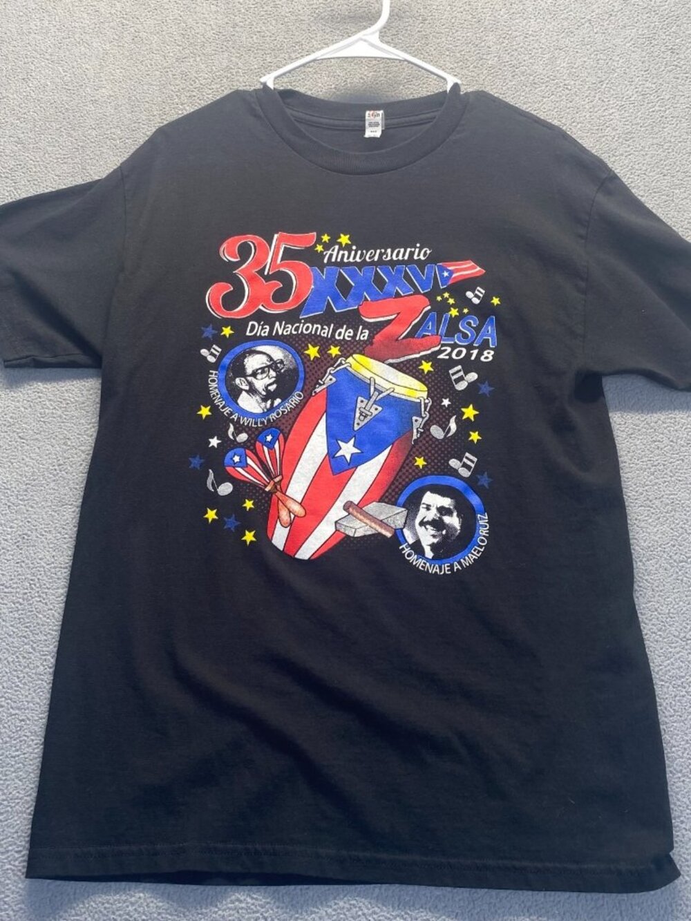 35 Aniversario by Nacional De Zalsa T Shirt  Sz M Mens XXXV  BLACK  Short Sleeve